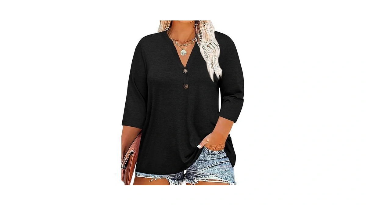 Women Plus Size V-neck Tops