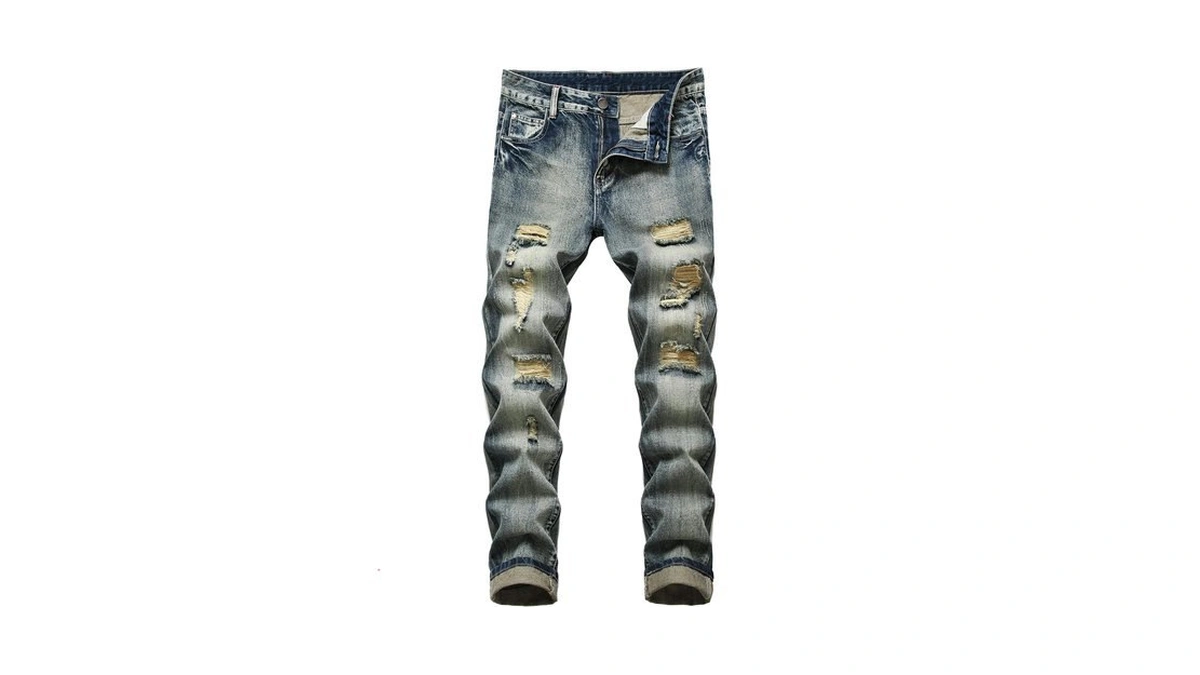 Mickason Mens Slim Fit Stretch Ripped Jeans, Distressed Denim Pants