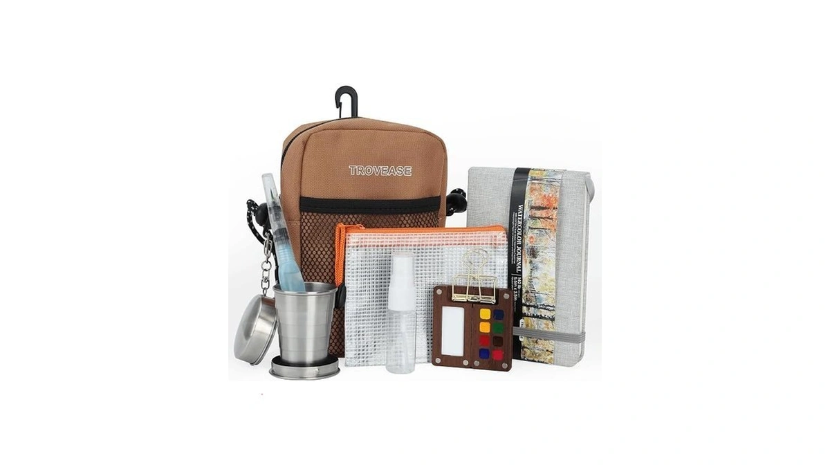 Trovease Pocket Watercolor Set Wood Mini Watercolor Travel Set