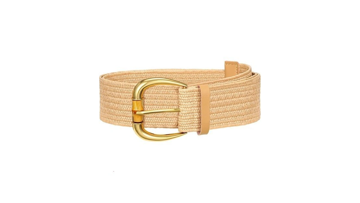 Suosdey Women Straw Woven Elastic Stretch Waist Belt For Jeans