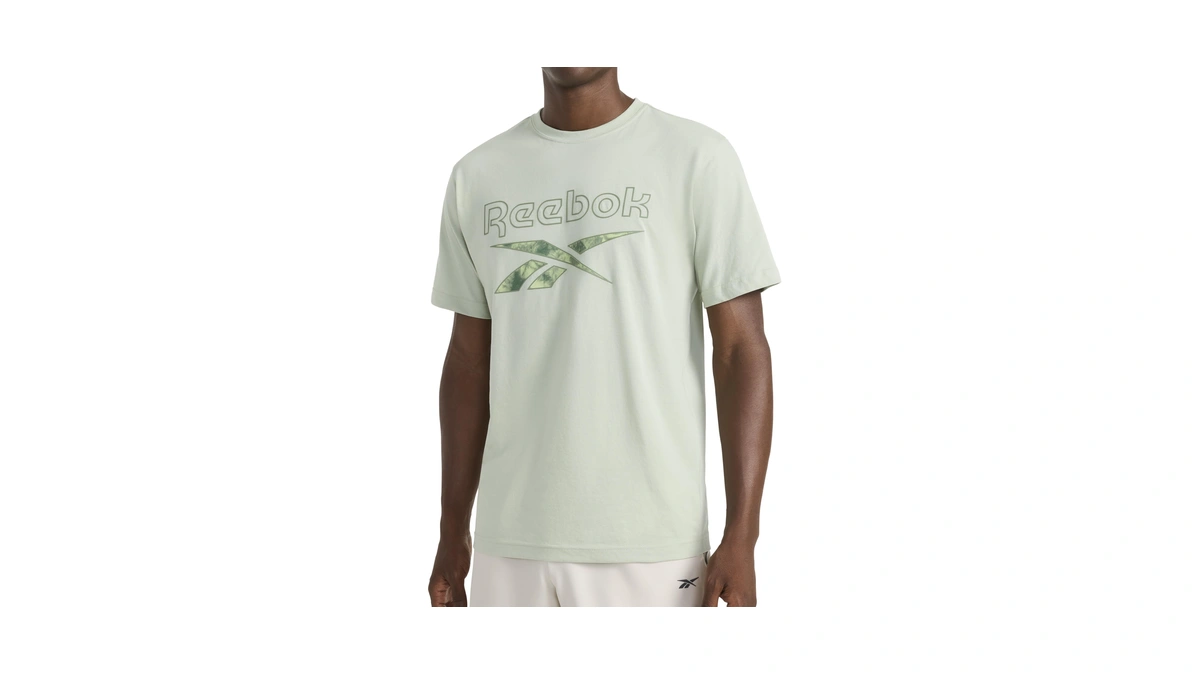 Reebok Men’s Aether Outline Smoke Logo Crewneck T-shirt, Standard Fit,