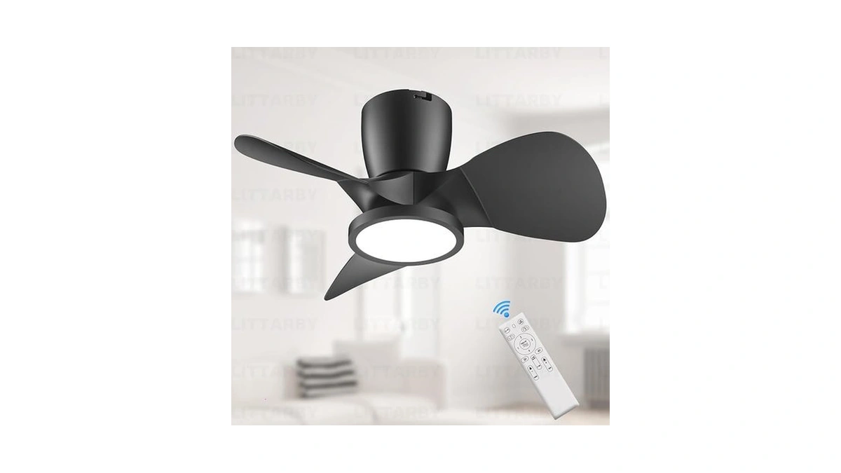 Ceiling Fans With Lights And Remote, 30 Inch Reversible Black