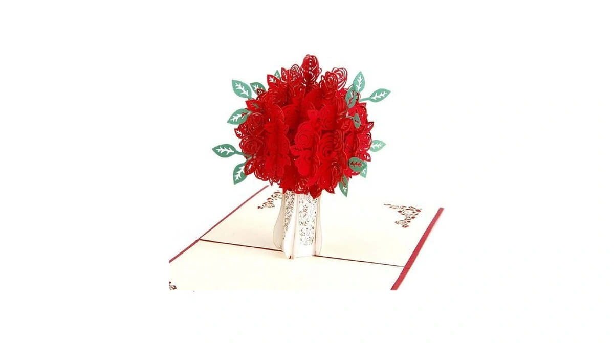 Enjoypro Valentines Day Card For Her, 3d Rose Bouquet Pop
