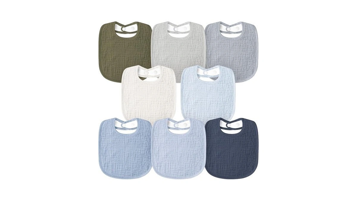 Susurration Muslin Baby Bibs 8 Pack Bandana Drool Bibs, Soft