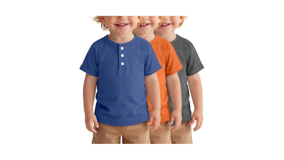 Pack Toddler Short Sleeve Shirts Henley Colla...