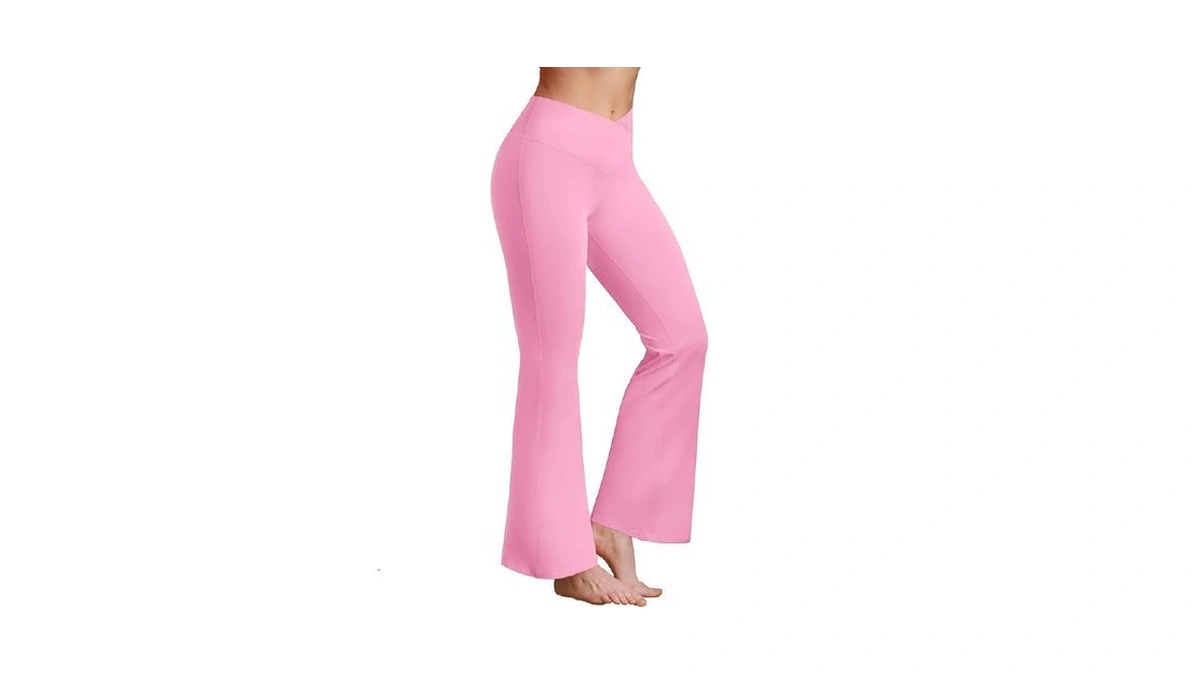Brxl Petite Yoga Pants Flare V Cross Over High Waist