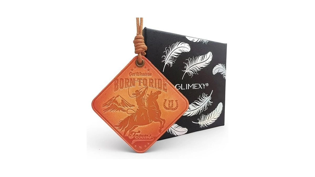 Glimexy Leather Car Air Freshener Hanging For Cowboy Texas Souvenirs