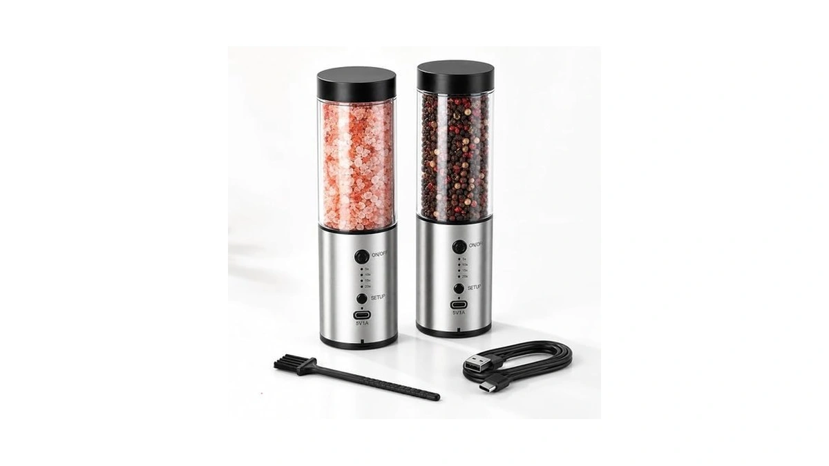 Electric Salt And Pepper Grinder Set, 240ml Large Capacity Rechargeable