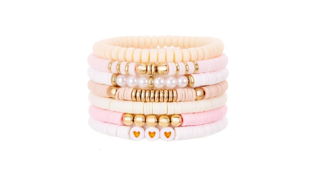 Boho Heishi Clay Beaded Stretch Bracelets Sta...