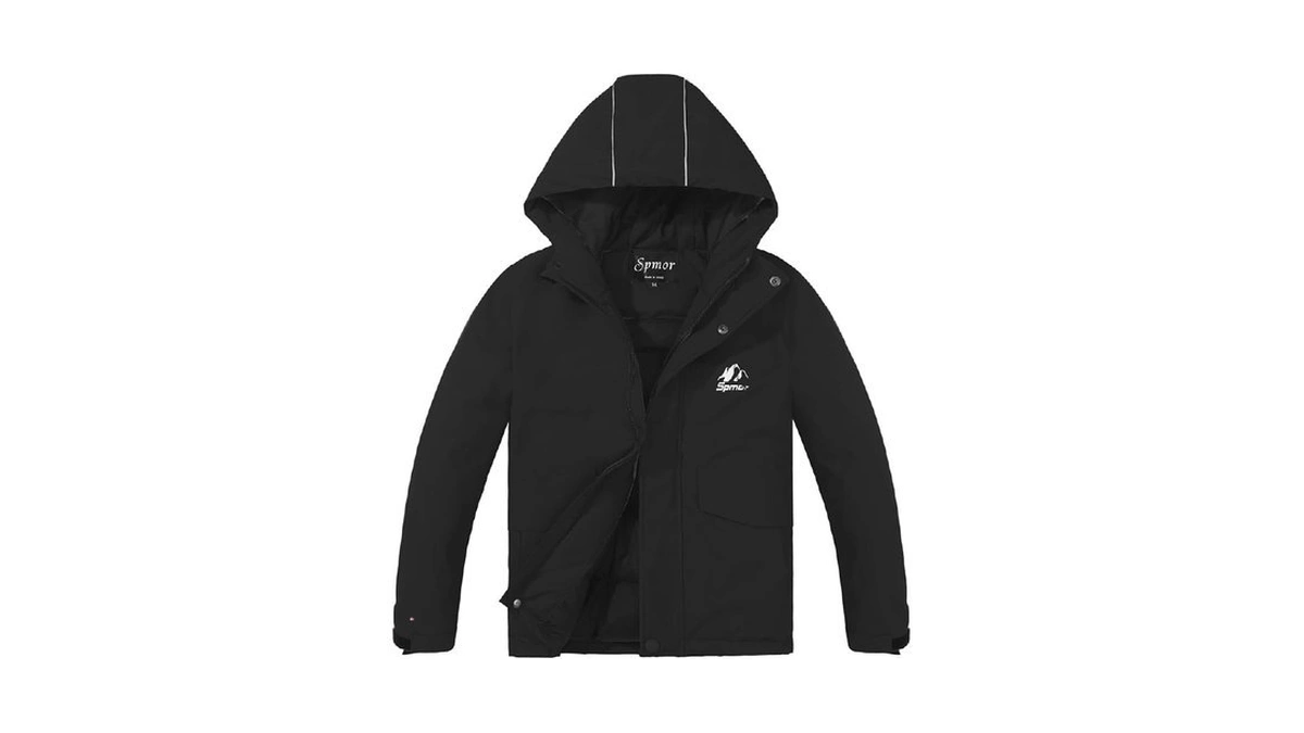 Spmor Kids Waterproof Ski Jacket Hooded Winter Coat Black X-large