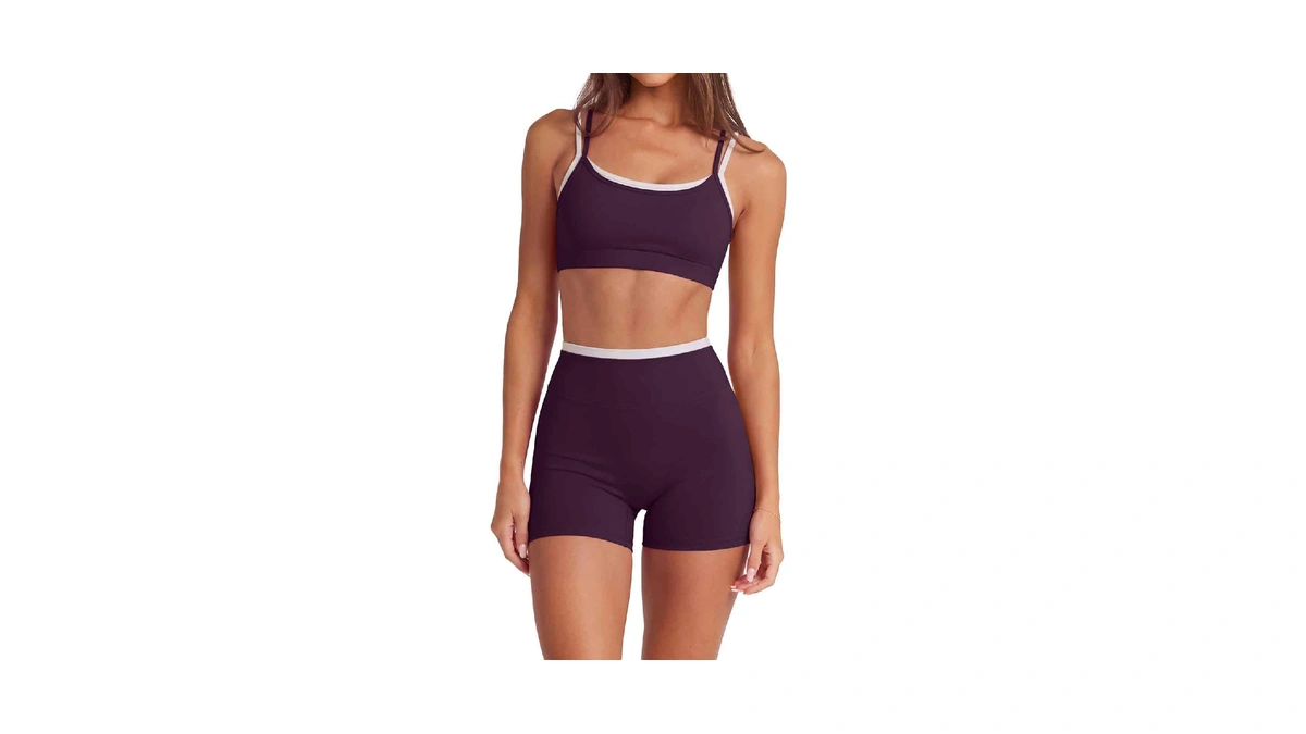 Suuksess Women Two Piece Workout Sets Double Layered Sports Bra