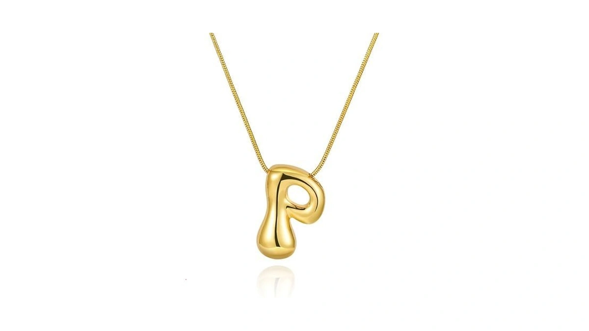 Fcbtoco Initial Necklace For Women，gold Silver Bubble Balloon Letter Necklace，dainty