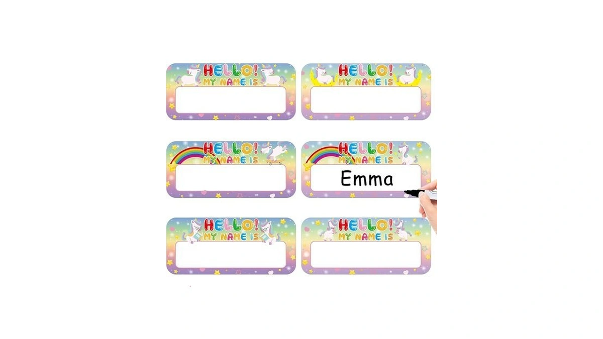Sicohome Hello My Name Is Stickers - 36pcs 6 Designs