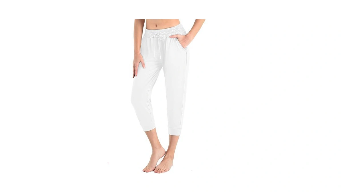 Caditex Womens Joggers With Pockets Track Athletic Sweatpants Women White
