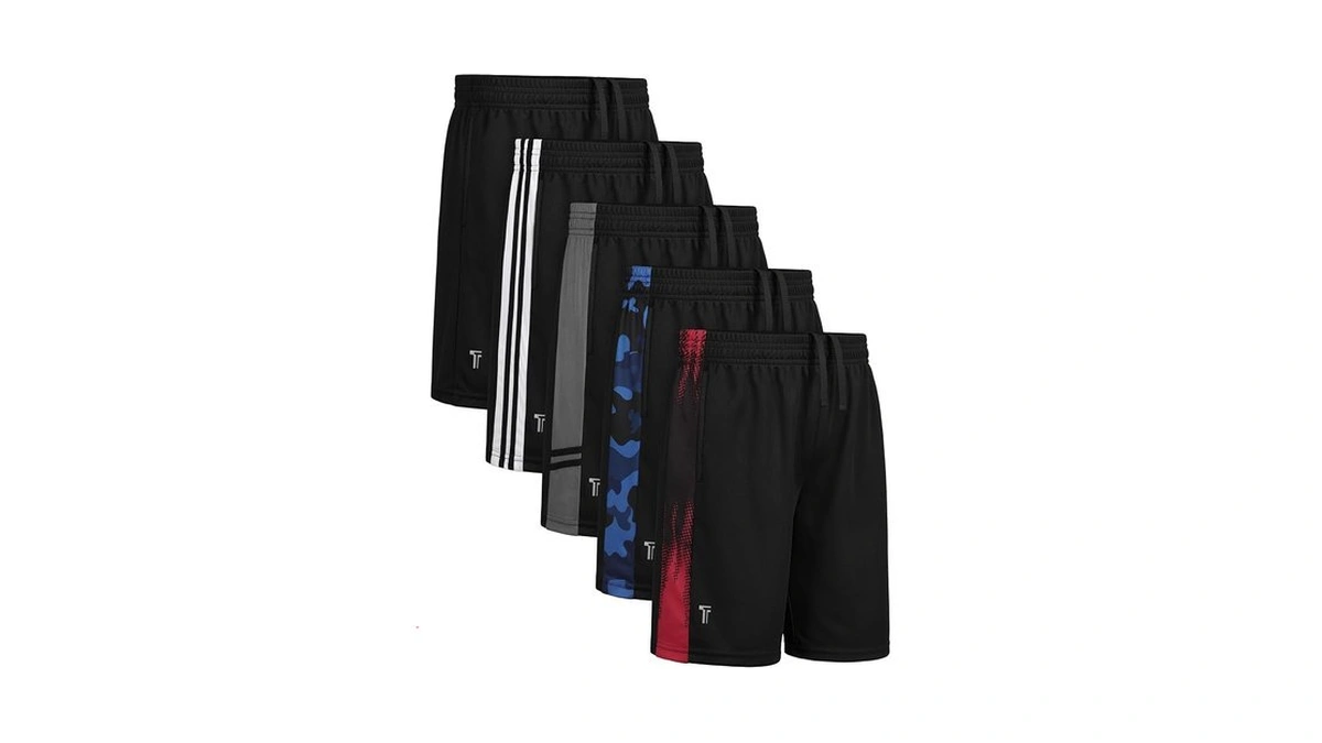 Tuliara 5 Pack Boys Shorts Athletic Mesh Basketball Shorts With