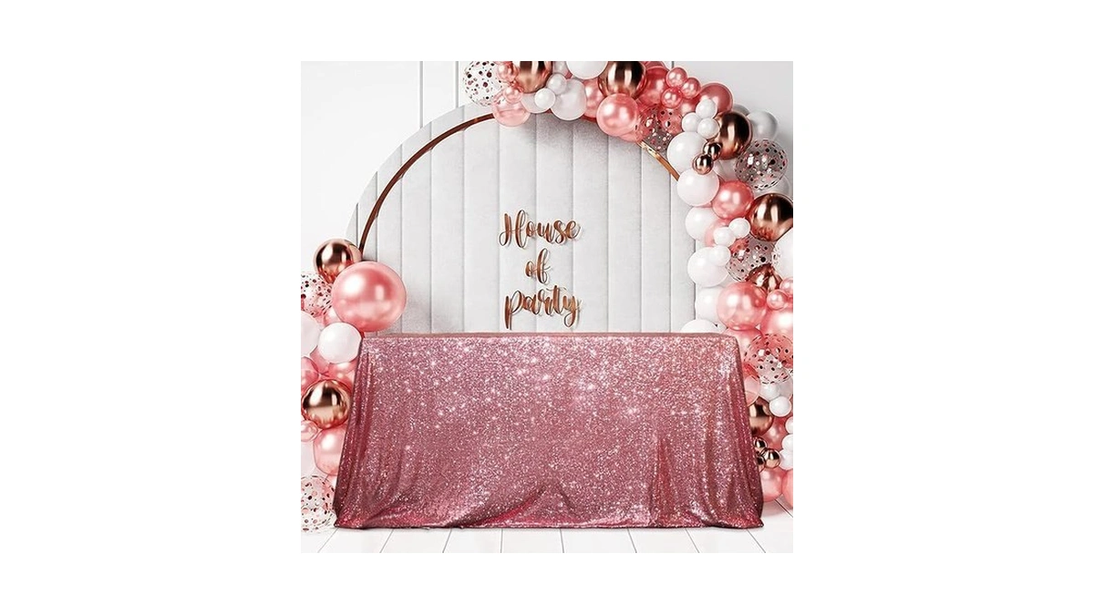 Squarepie Sequin Tablecloth 50x72 Inch Fuchsia Pink For Wedding Party