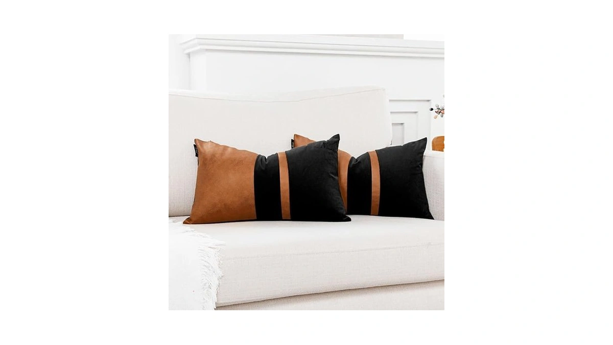 Vfuty Set Of 2 Black And Brown Decorative Throw Pillow