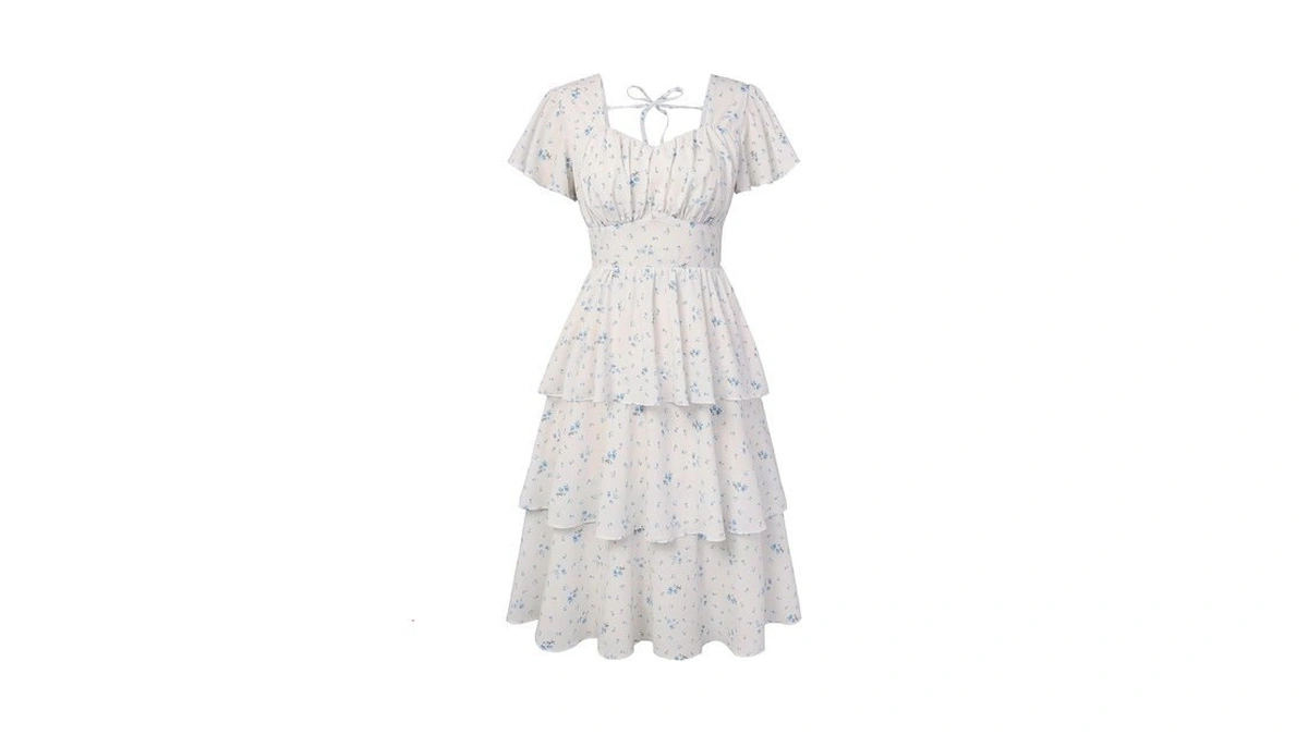 Belle Poque Women's Vintage Square Neck Midi Tea Party Dress