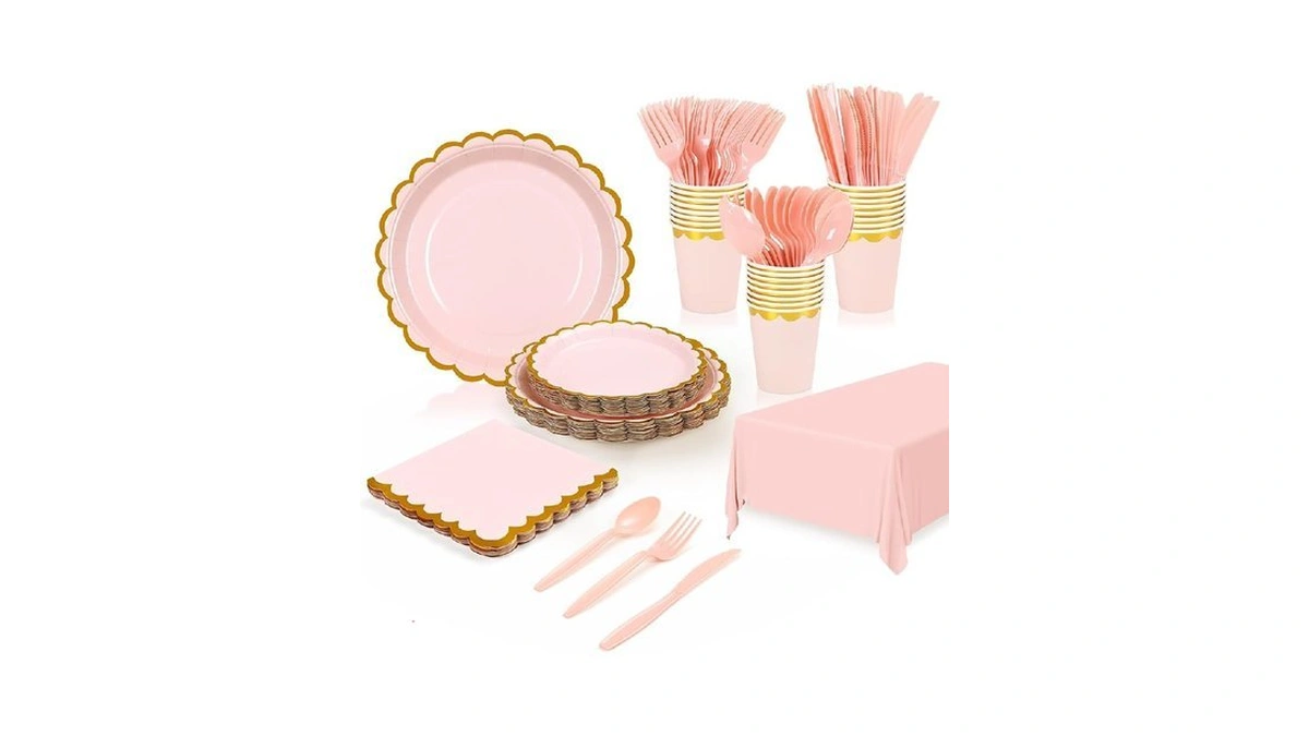 Frutpunch 176 Pieces Of Pink Paper Plates, Party Plates, Cups,