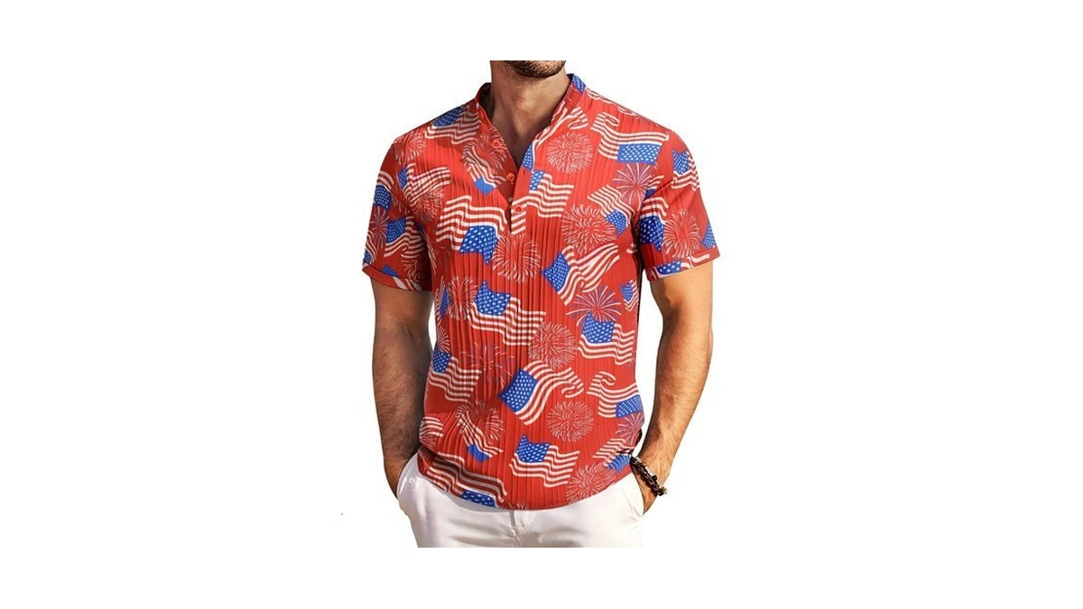 Coofandy Mens Summer Beach Henley Short Sleeve Casual Henley Shirts