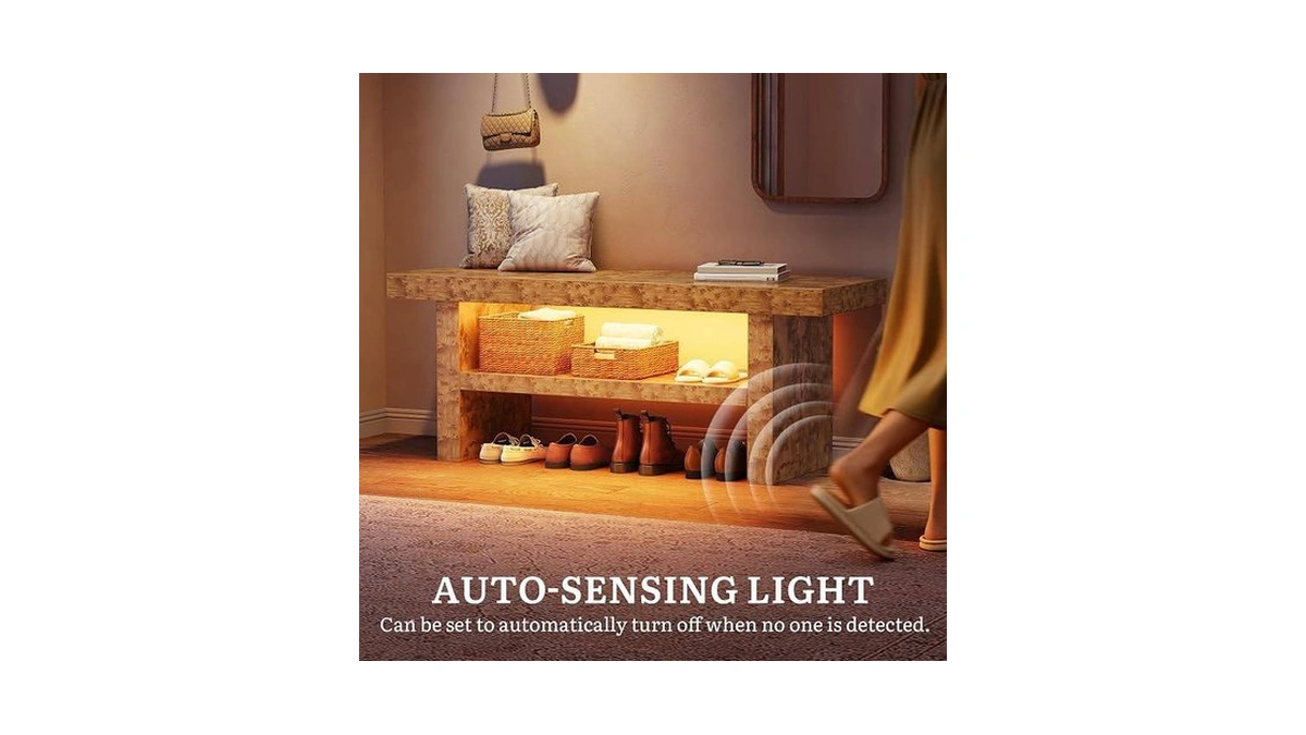 Dwvo 39.4" Entryway Bench With Motion-sensing Warm Led Light
