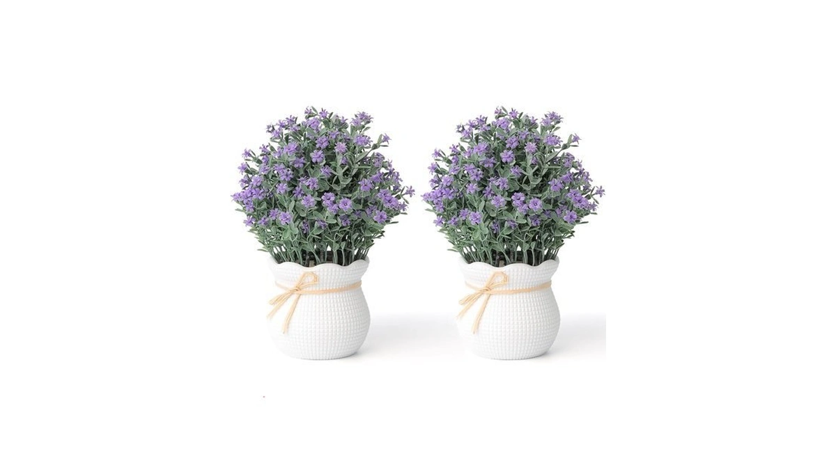 Fuxdre 2 Pack Small Desk Plants, Artificial Bathroom Plants Decor