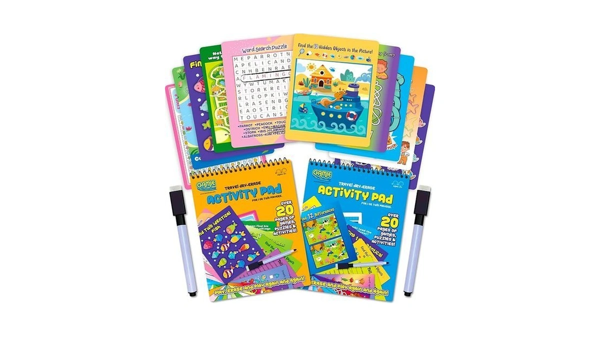 Travel Reusable Activity Books- 2 Pack - Travel Games For