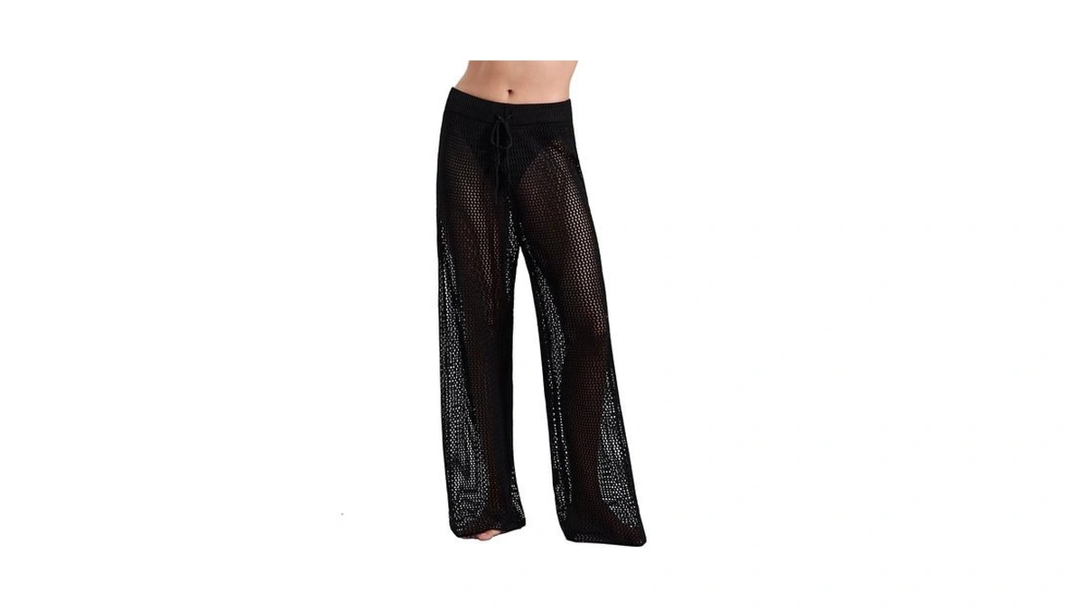 Gottex Luma Crochet High Waist Beach Pant Cover-up Elastic Drawstring