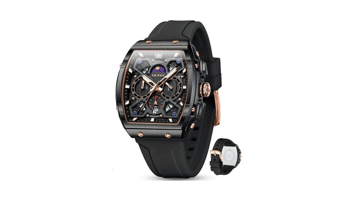 Olevs Watches For Men Luxury Large Face Dress Chronograph Analog
