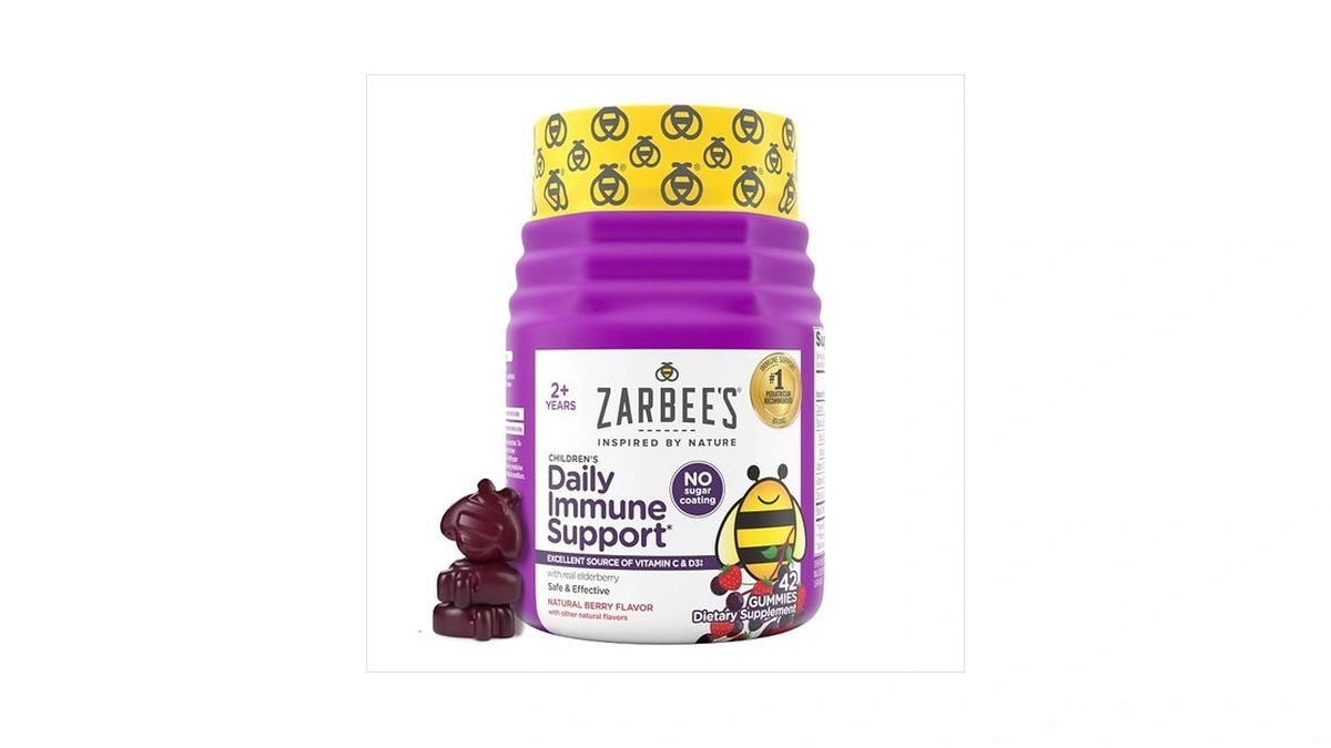 Zarbee's Kids Elderberry Immune Support Gummies, No Sugar Coating, 42
