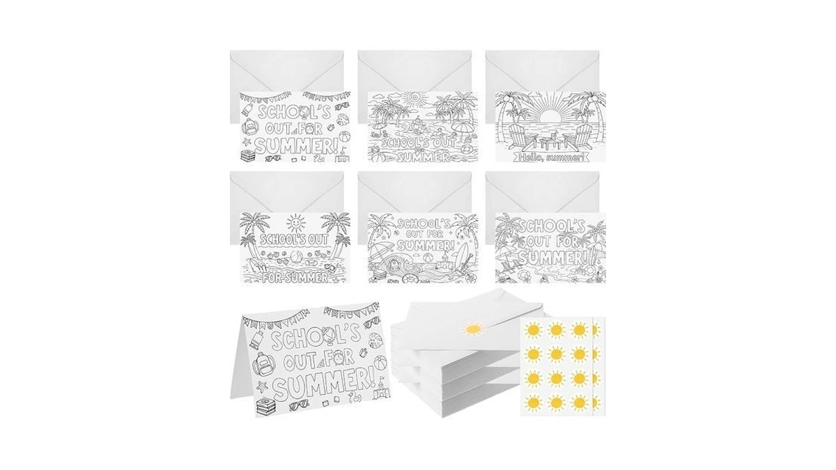 Frienda 36 Set School's Out For Summer Coloring Greeting Cards