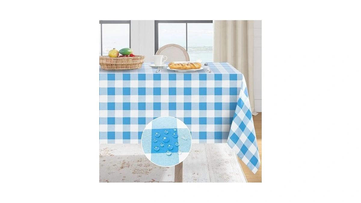 Softalker Gingham Checkered Tablecloth Rectangle - Outdoor Waterproof Buffalo Plaid