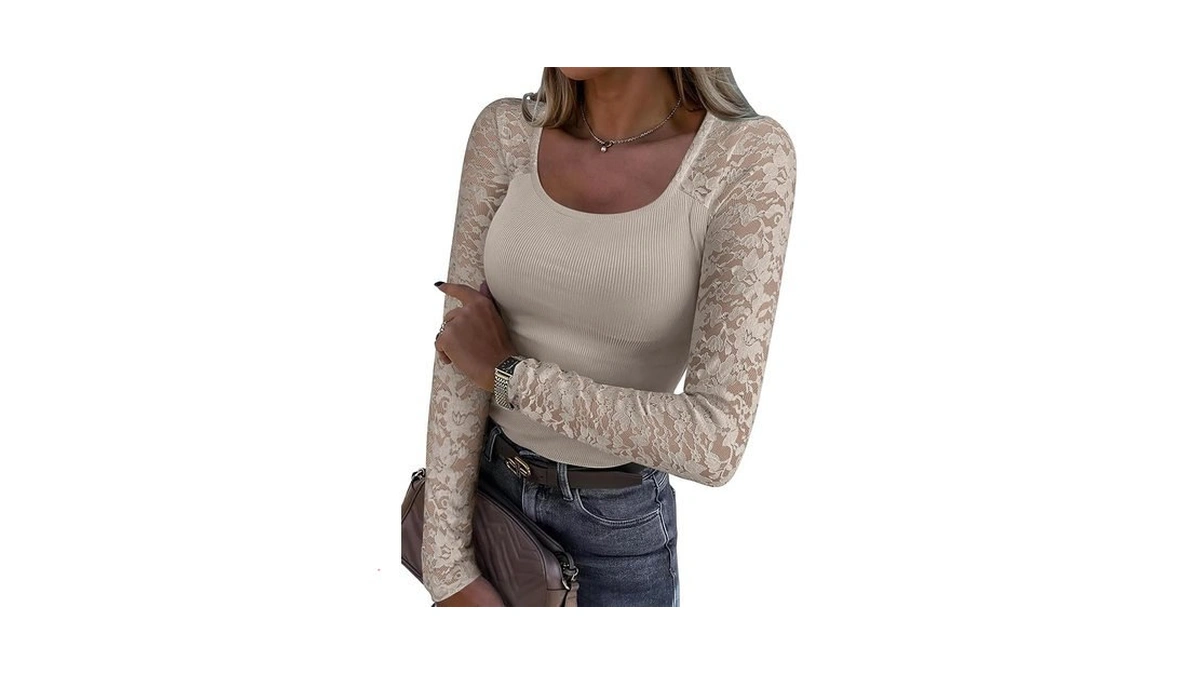 Anrabess Lace Long Sleeve Tops