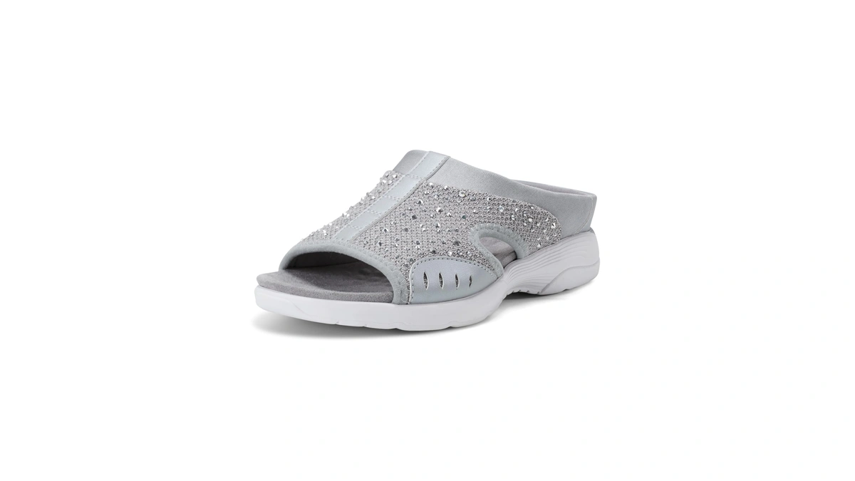 Easy Spirit Women's Traciee23 Round Toe Casual Flat Sandal, Grey