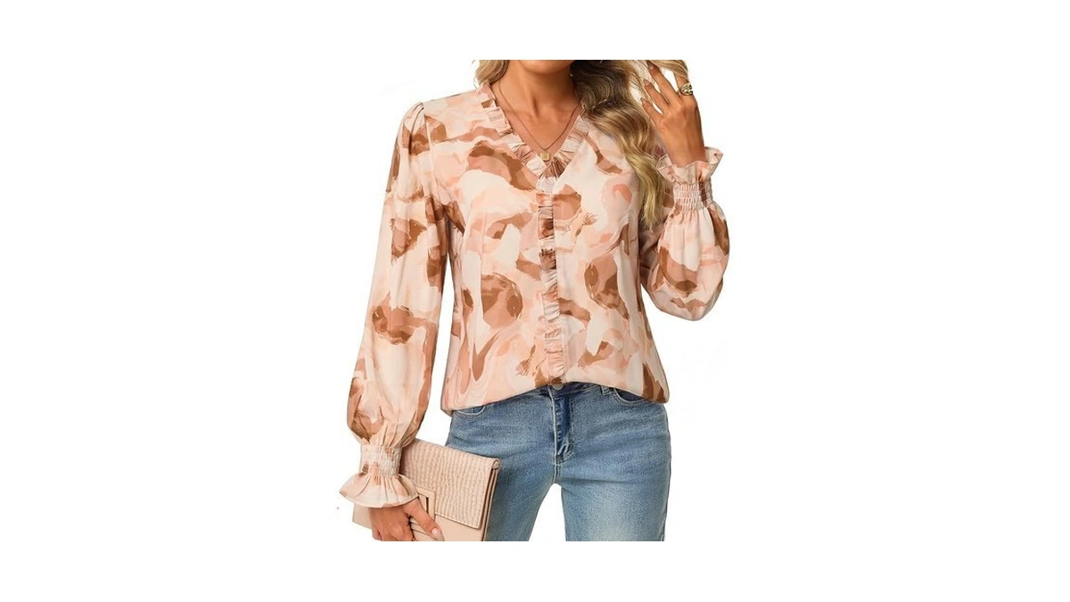 Grace Karin Womens Boho Tops Dressy Casual Ruffle Chiffon Blouses