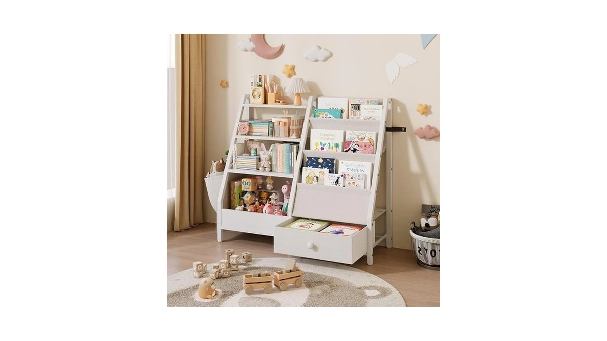 Ollieroo White Kids Bookshelf And Toy Storage Organizer For Toddler