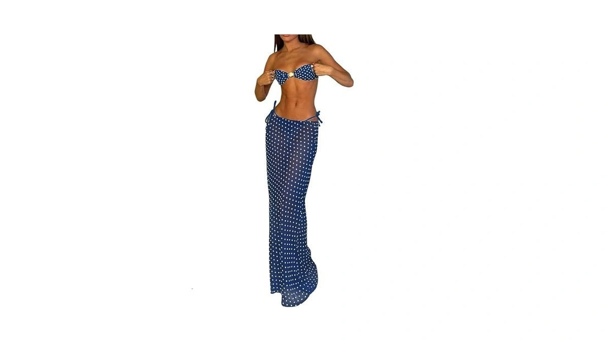 Sweatyrocks Women's Polka Dots Bandeau Bikini Sets Side Tie Thong