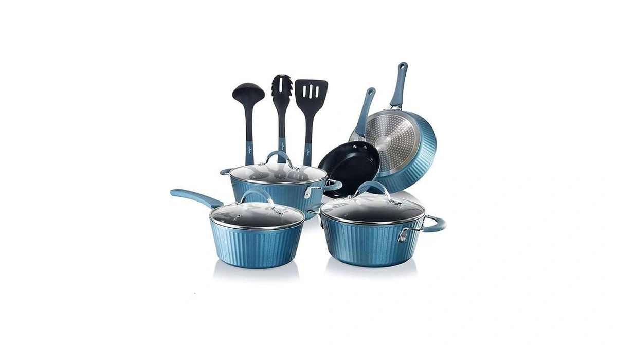 Nutrichef Ceramic Cookware Set 14-piece, Nonstick Pots And Pans, Induction