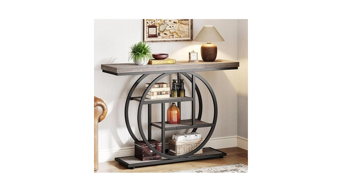 Tribesigns 41.3" Console Table, Industrial 4-tier Sofa Table Entryway Table