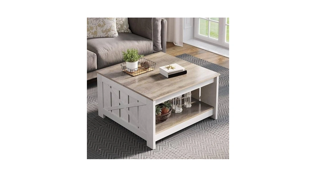 Yitahome Coffee Table Farmhouse Coffee Table With Storage Rustic Wood