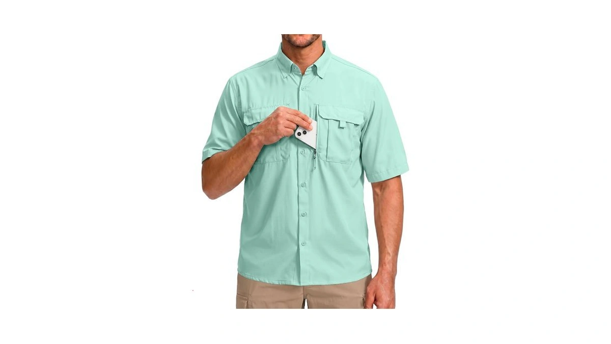 Betbo Men's Short Sleeves Fishing Shirts Button Down Summer Travel