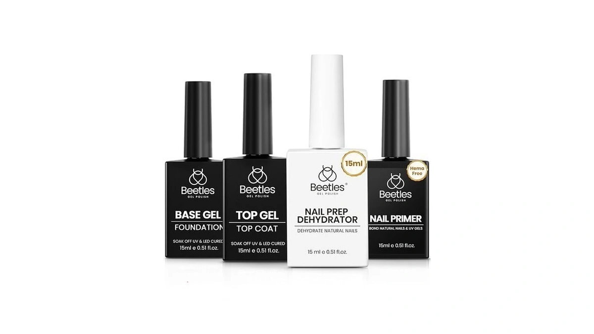 Beetles 4pcs Top Coat And Base Coat Gel With Nail