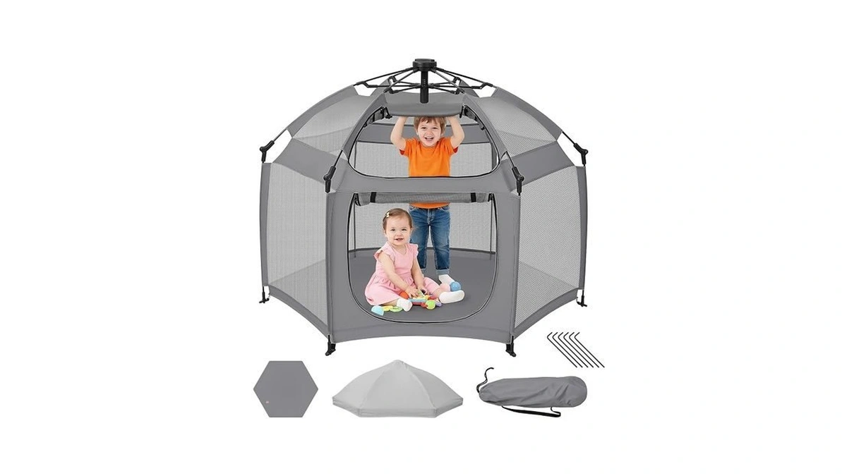 Dripex Pop Up Playpen W/t Built-in Pad & One-click Safe