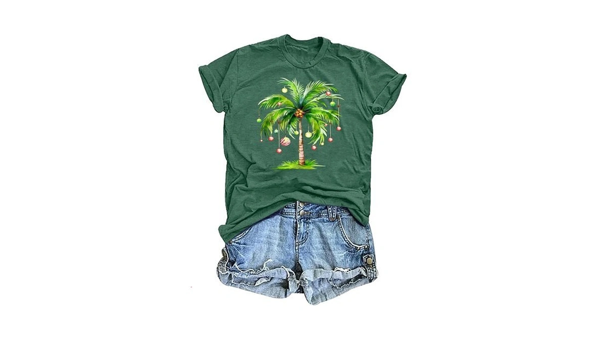 Christmas In July Shirt Women: Christmas Palm Tree T Shirt