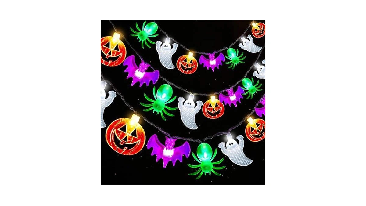 Biawoy Halloween Lights, 20ft 40 Led Pumpkin Ghost Bat Spider