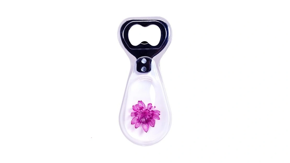 Bon Cube Resin Art Bottle Opener – Real Astrantia Flower,