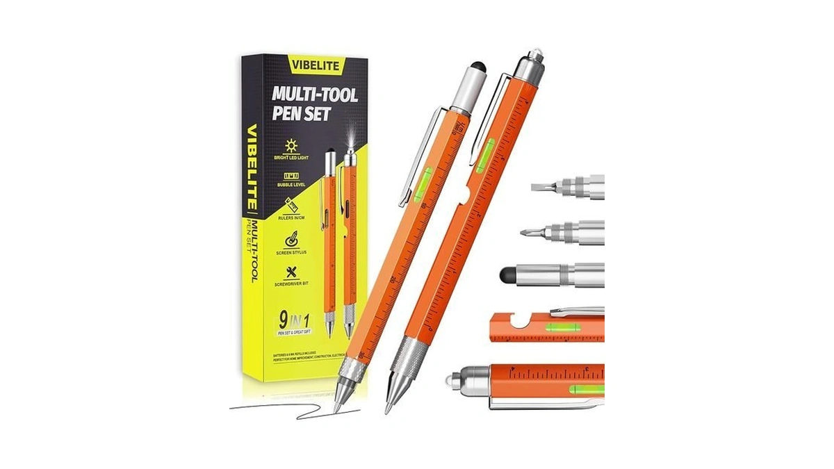 11 In 1 Multitool Pen Set, Orange, 2 Pack