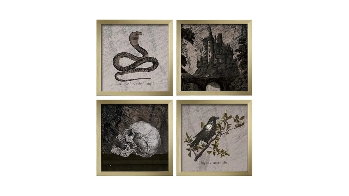 Artbyhannah Framed Halloween Wall Art Decor, 4 Pack Picture Prints
