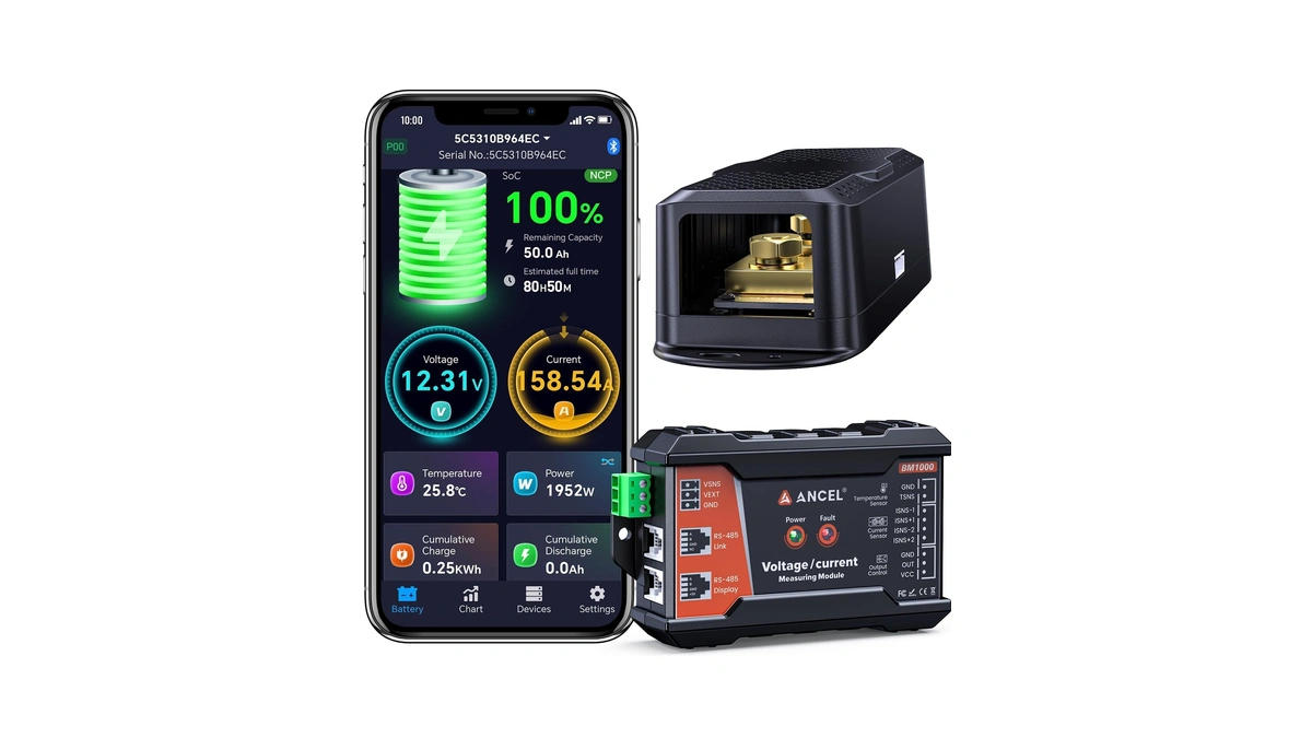 Ancel Bm1000 Bluetooth Battery Monitor With 400a Smart Shunt, 10-120v