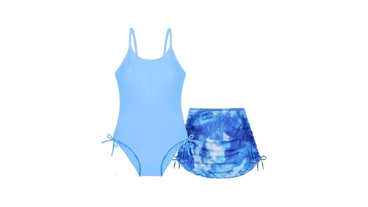 Weixinbuy Girl's One Piece Swimsuits With Mesh Skirt Bathing Suits